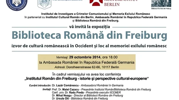 Cea de a treia ediţie a expoziţiei cu obiecte din colecţia Bibliotecii Române din Freiburg, organizată de IICCMER la Berlin jpeg