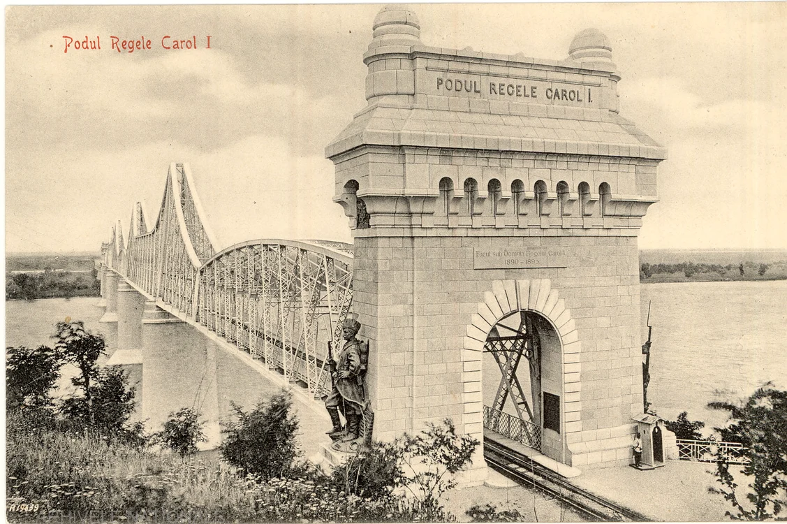 Podul de la Cernavodă. Foto: Ilustrată de epocă