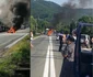ATV-ul în flăcări care a blocat circulaţia pe DN 7-E81 în Vâlcea duminică 11 iulie 2021 Foto colaj 1