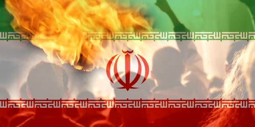 Steagul iranian cu flăcări în fundal FOTO shutterstock jpg