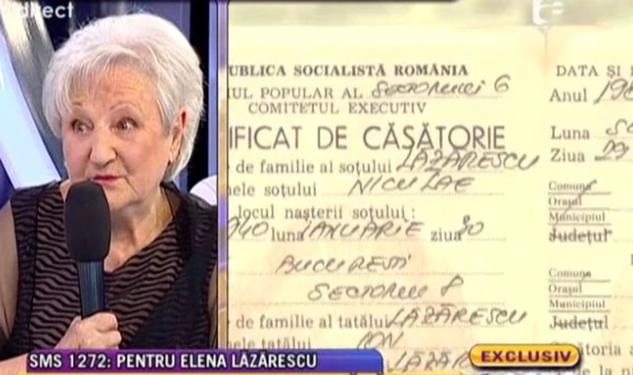 Certificatul de căsătorie al Elenei şi al lui Nae Lăzărescu