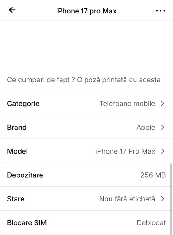 Exemplu de anunț prin care cumpărătorii sunt înșelați FOTO Facebook/Vinted România