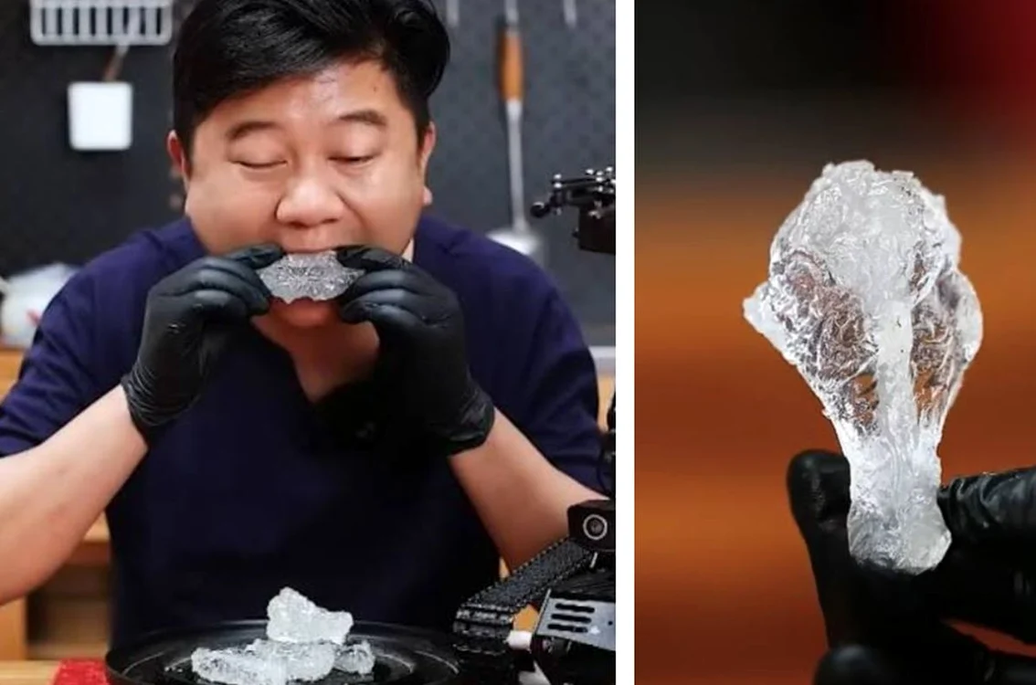 Cai Nan a savurat puiul transparent (Foto: Capturi video)