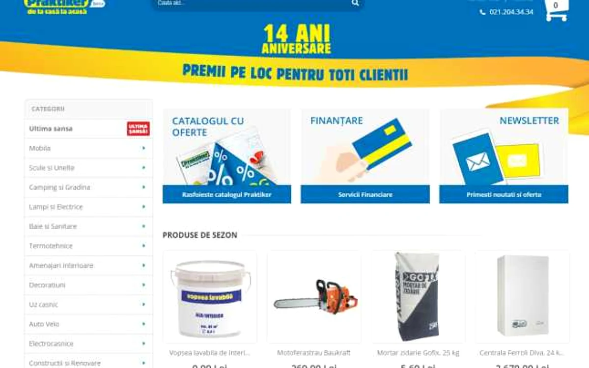 Clienţii praktiker.ro pot comanda deocamdată peste 8.000 de produse din cele 40.000 comercializate în magazine FOTO praktiker.ro