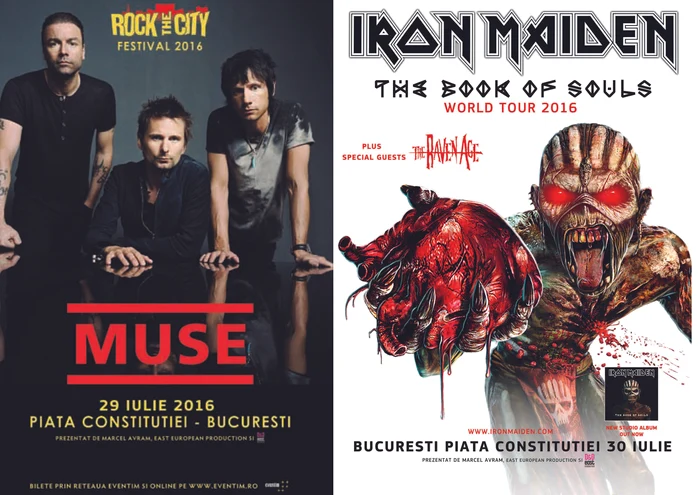 Trupele Muse și Iron Maiden revin în România cu ocazia Festivalului Rock The City, care va avea loc în perioada 29-30 iulie în Piața Constituției din București