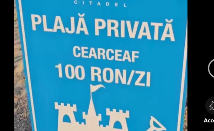 Taxă pe cearceaf, pe o plajă din Eforie Nord FOTO: captura video