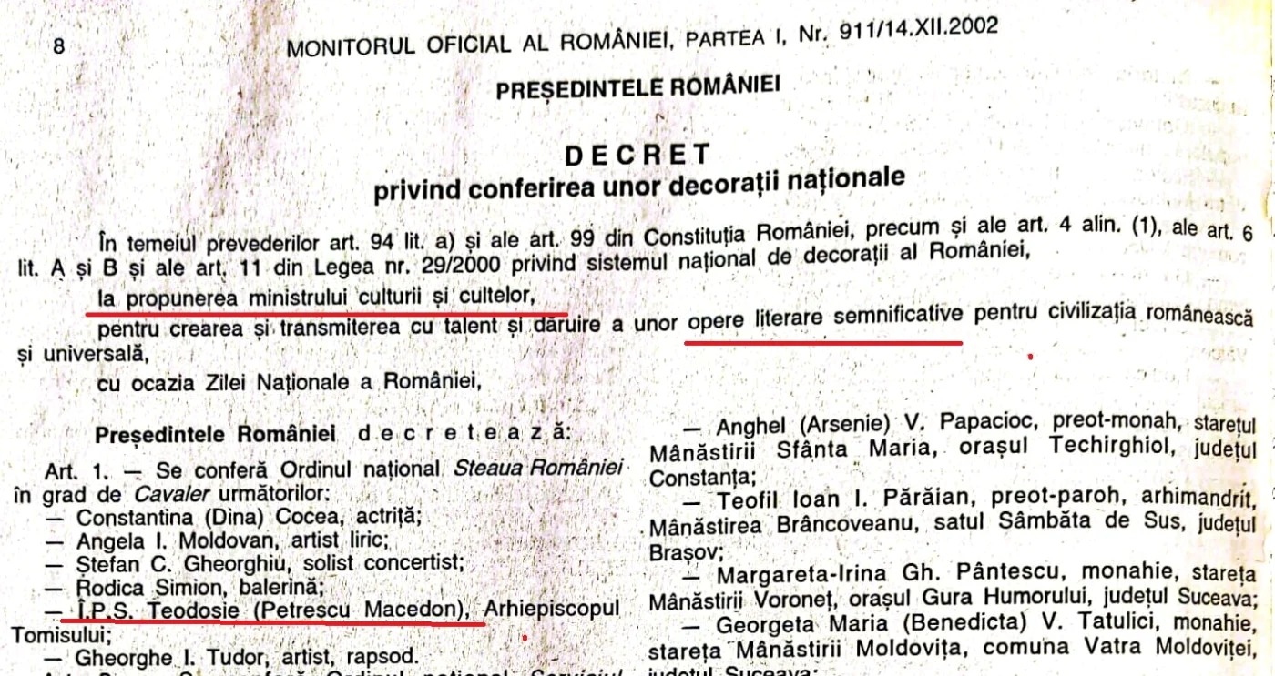 MO decorare teodosie