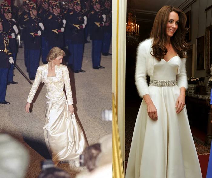 Prințesa Diana (stânga) și Kate Middleton (dreapta)