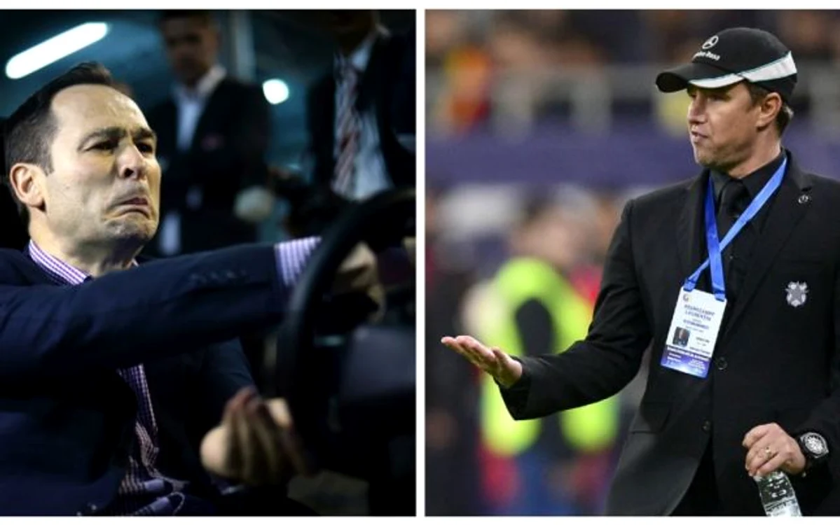 
    Ionuţ Negoiţă (stânga) şi Laurenţiu Reghecampf (foto Mediafax)  