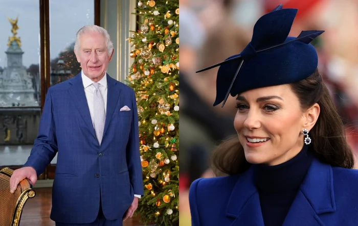 Regele Charles al III-lea și  Kate Middleton, colaj fotografic