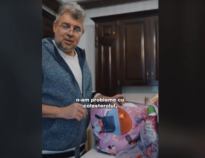 Produsele româneşti pe care le-a cumpărat Ciolacu de la supermarket Foto: Captură video TikTok