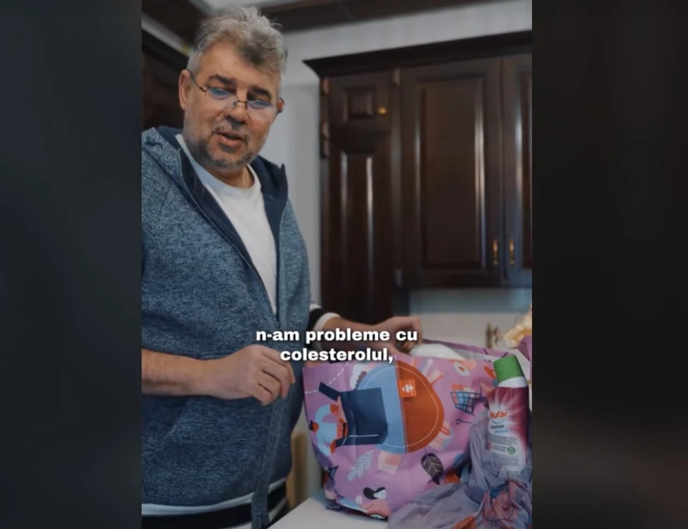 Produsele româneşti pe care le-a cumpărat Ciolacu de la supermarket Foto: Captură video TikTok