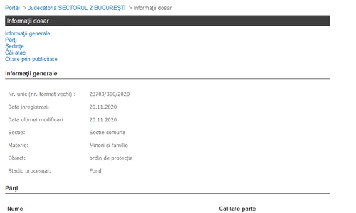 Raluca a solicitat emiterea unui ordin de protecție pe numele lui Pepe, iar această acțiune a fost înregistrată la Judecătoria sectorului 2, cu data de 20 noiembrie png