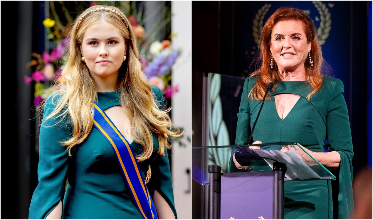 Prințesa Amalia a ales aceeași rochie Safiyaa ca Sarah Ferguson. FOTO: Profimedia, Instagram