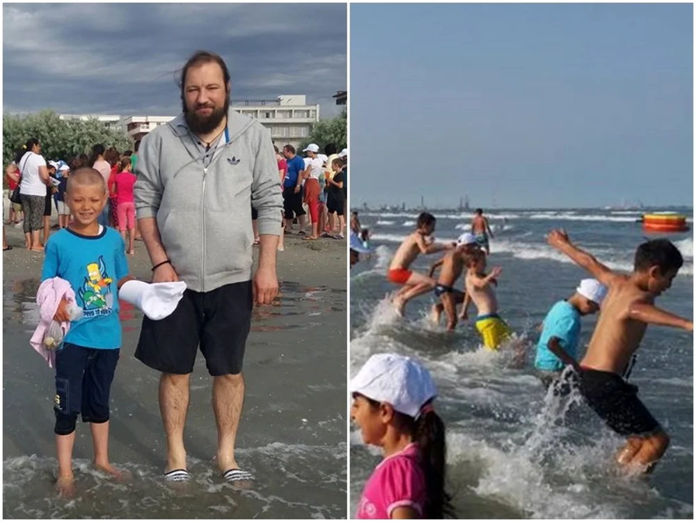 Copiii au văzut pentru prima dată marea în tabăra organizată de preotul ieşean Dan Damaschin FOTO Facebook/ Dan Damaschin