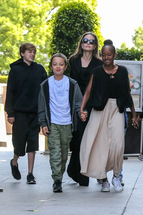 Angelina Jolie takes her kids to the movies jpeg