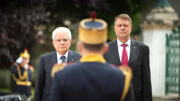Preşedintele Italiei, Sergio Mattarella, şi preşedintele României, Klaus Iohannis FOTO: Presidency.ro