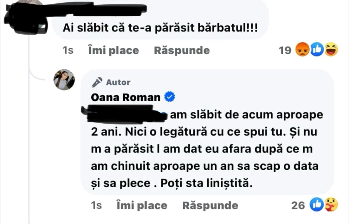 Comentariul primit de vedetă pe Facebook