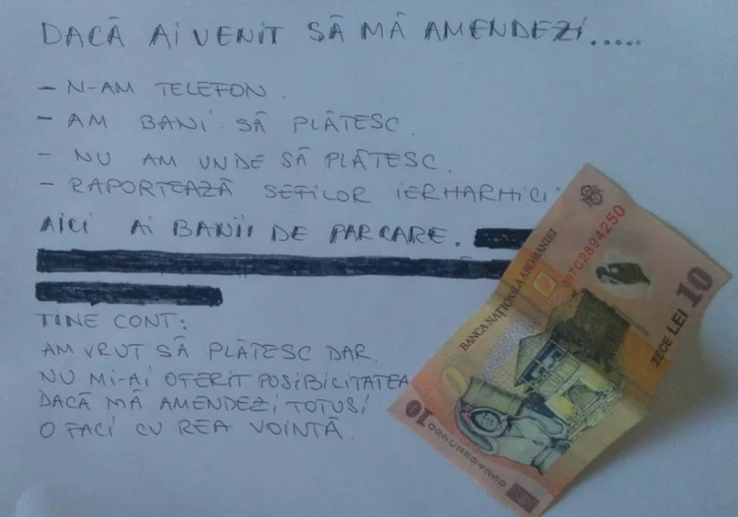 Metodă inedita de plata a parcarii in Constanta FOTO Facebook Daniel Franga