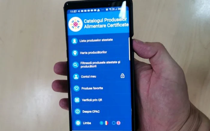 Aplicatie smartphone catalogul produselor alimentare certificate