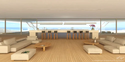 Un yaht care arată ca o insulă exotică.