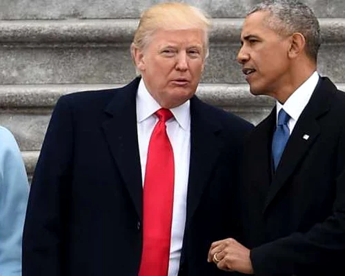Barack Obama si Donald Trump la investirea republicanului in functia de presedinte al SUA FOTO AFP