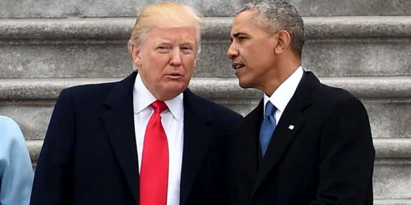 Barack Obama si Donald Trump la investirea republicanului in functia de presedinte al SUA FOTO AFP