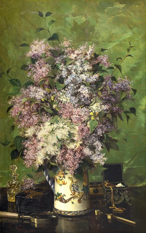 Pictura lui Theodor Aman, „Liliac pe satin verde”