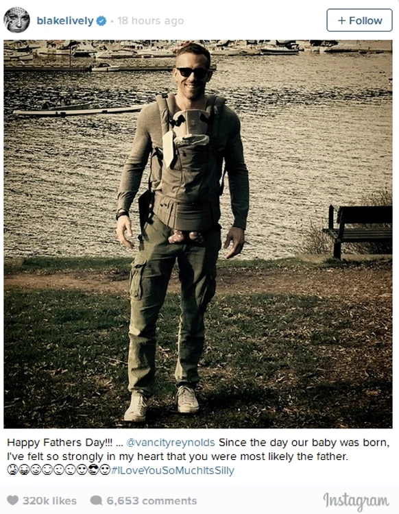 Blake Livey a distribuit o fotografie cu Ryan Reynolds ținând-o în brațe pe micuța lor, James.