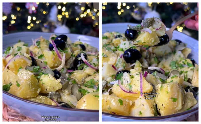 Salată orientală de post / foto: colaj captură video TikTok