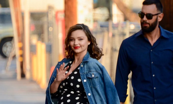 Pregnant Miranda Kerr reps Kora Organics as she arrives at Jimmy Kimmel Live! jpeg