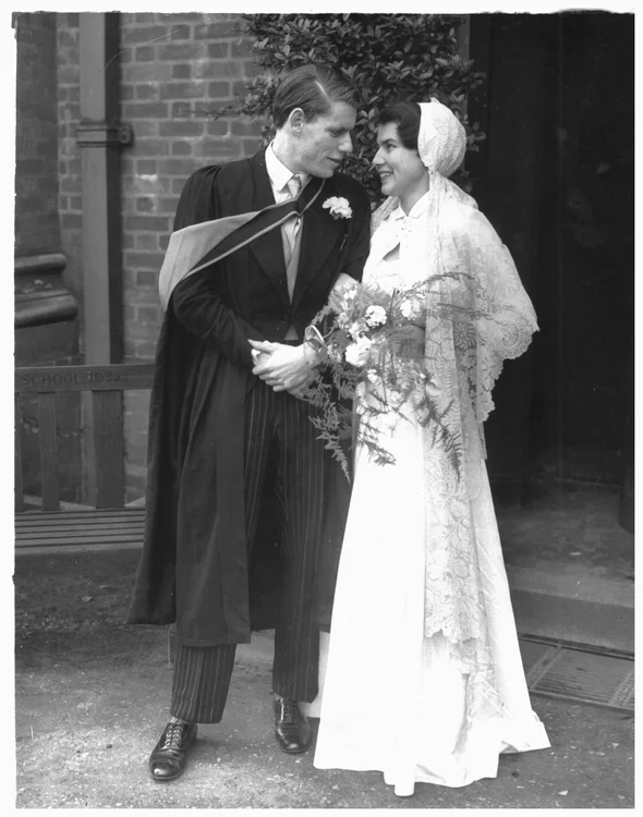 Radu și Nicole Florescu, la căsătoria din 2 Decembrie 1950 (© Arhiva familiei Florescu)