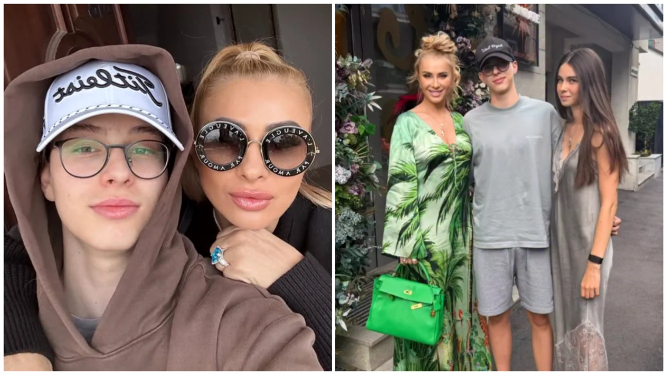 Laurențiu Reghecampf Jr. și mama sa, Anamaria Prodan, și sora lui