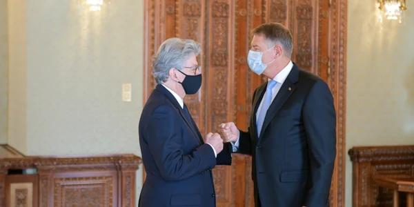 Klaus Iohannis şi Thierry Breton FOTO Presidency.ro