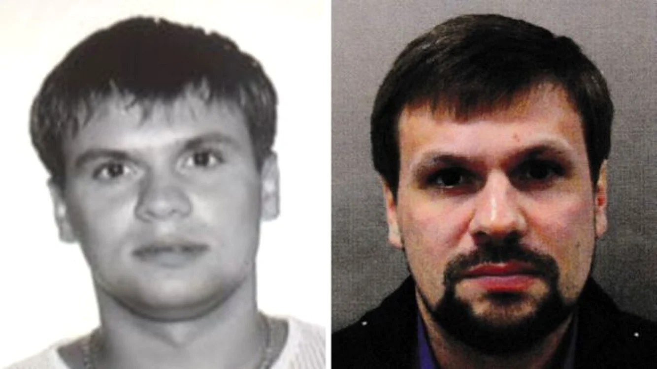 Fotgrafia de paşaport a lui Anatoli Cepiga, în 2013, şi fotografia lui Ruslan Boşirov, dată publicităţii de Poliţia britanică FOTO BELLINGCAT via BBC