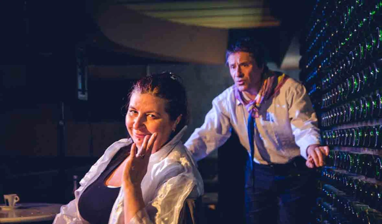 Magda Catone și Claudiu Bleonț,  colegi de teatru și de partid
