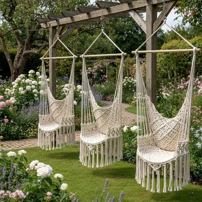 Leagăne sau hamace tip scaun din macrame Sursă Garden Eros jpg