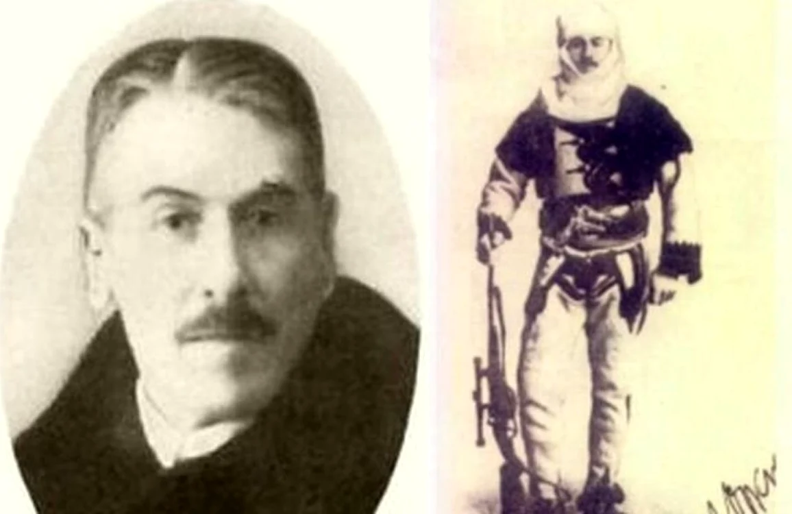 Franz Nopcsa (medalion) / îmbrăcat în straie militare albaneze. Sursa: Wikipedia