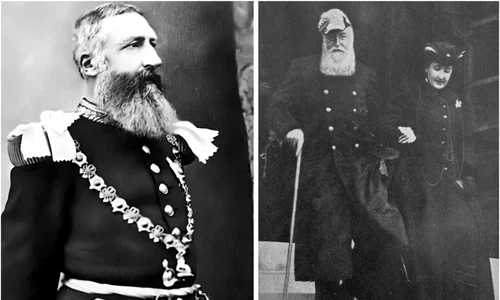 Regele Leopold al II lea al Belgiei si prostituata Caroline Delacroix cu care s a casatorit jpg