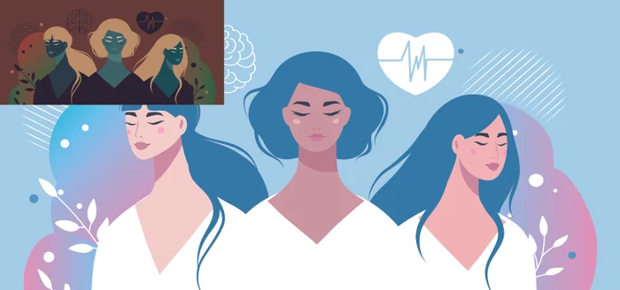 Ilustrație simbolică a femeilor și a sănătății lor fizice și emoționale.