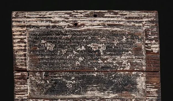 Tăbliță cerată descoperită la Alburnus Maior (© Muzeul Național de Istorie a României)
