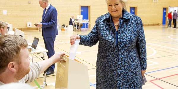 Premierul Erna Solberg la vot FOTO EPA-EFE