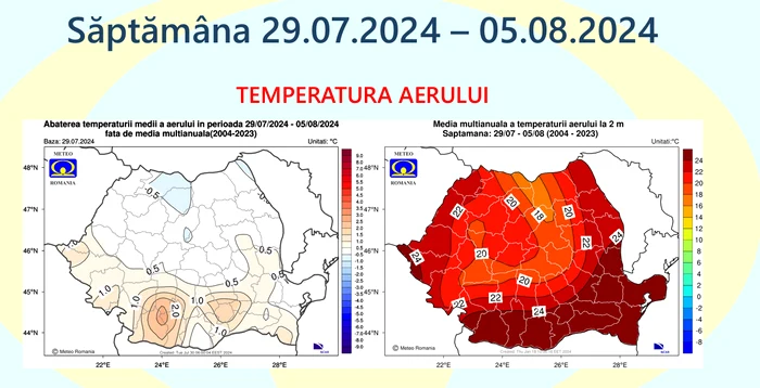 Estimările până pe 5 august. FOTO ANM