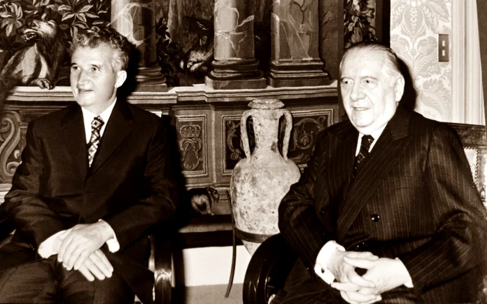 Nicolae Ceauşescu şi Georges Pompidou la discuţiile oficiale