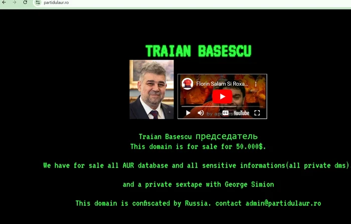 Site-ul partidului AUR după al doilea atac al hackerilor