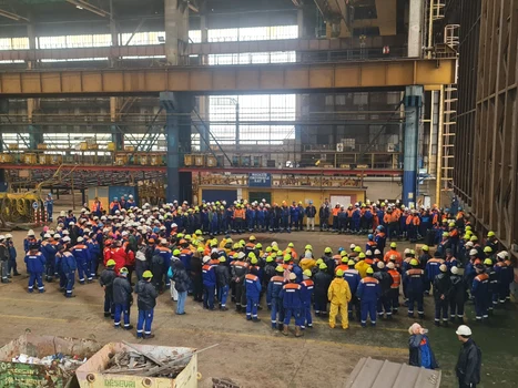 Ziua 11 de proteste la șantierul naval FOTO: Sindicatul Demen