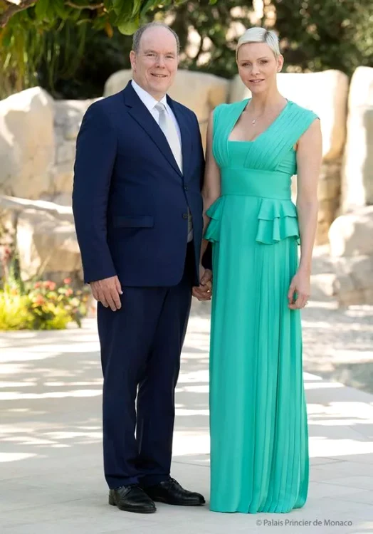 Princess Charlene looked beautiful in teal Louis Vuitton gown 4154489 jpg