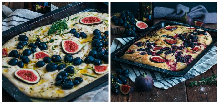 Focaccia cu struguri, smochine și rozmarin / FOTO: Colaj Pancake Planet