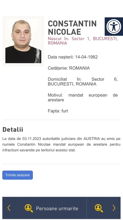 Individul era căutat de mai multă vreme
