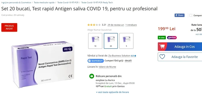 
    Testele de salivă care vor fi trimise de luni, 13 decembrie spre școliFoto: news.ro  